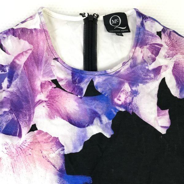 MCQ ALEXANDER MCQUEEN Tight Mini Dress/Women's Size S/Black×Purple/Floral Pattern/(USED)