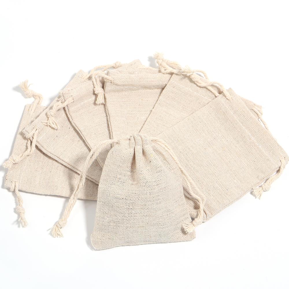 10Pcs Natural Linen Burlap Bags Jute Gift Bag Drawstring Gift Bags Ornament Pouch Cosmetic Washing Storage Candy Party Bag