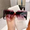 Fashion New Women Oversized Rimless Sun Glasses Vintage Gradient Tea Cool Sunglasses Ladies Uitravioler-proof