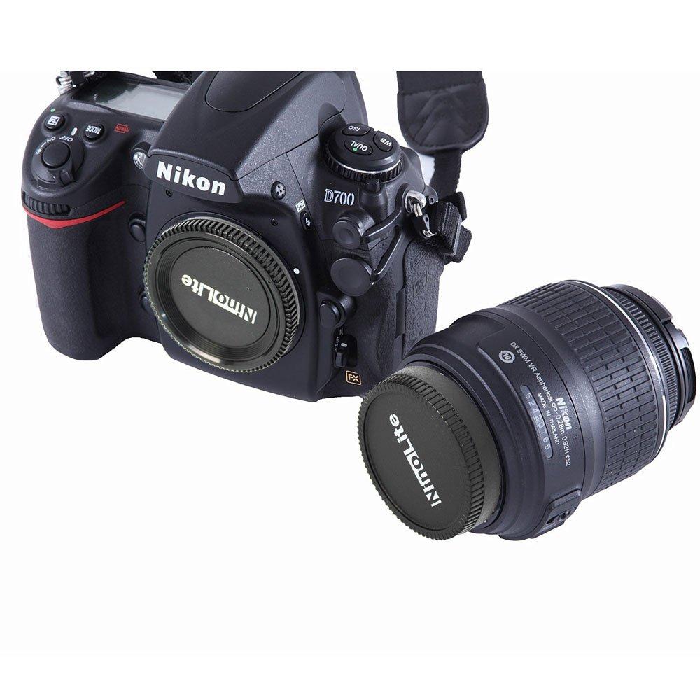 NinoLIte Camera Set of Rear and Body Caps for Nikon Lenses Caps, 2 F-Mount