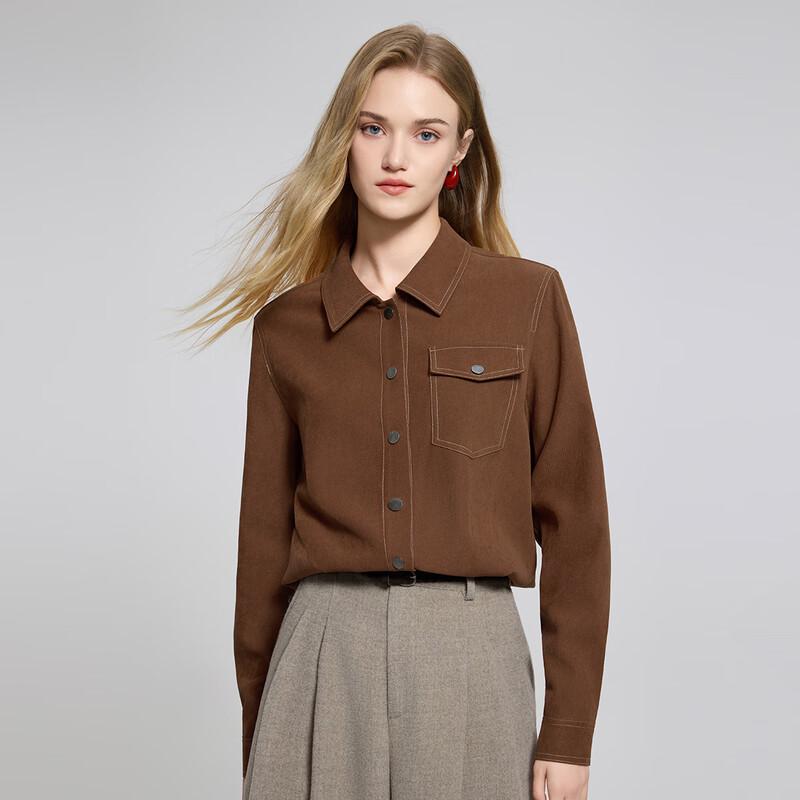 Women's Polo Collar Long Sleeve Corduroy Shirt