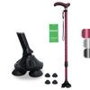BeGrit Wine Red Telescopic Cane, 4-Leg, Freestanding, Lightweight, Multi-Functional Walking Stick for Men and Women, Aluminum, Walking Aid, Walking St