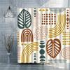 Abstract Leaves Shower Curtain Set Creative Geometry Mid-century Boho European-style Fabric Decor Bathroom Curtain Hook Washable
