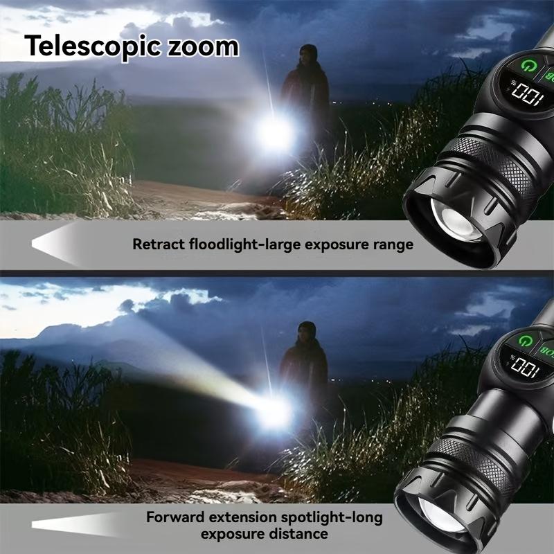 Multi Functional Rechargeable Flashlight,strong Light,telescopic Zoom,magnetic,with Side Light,suitable for Home,camping and Emergency Scenarios