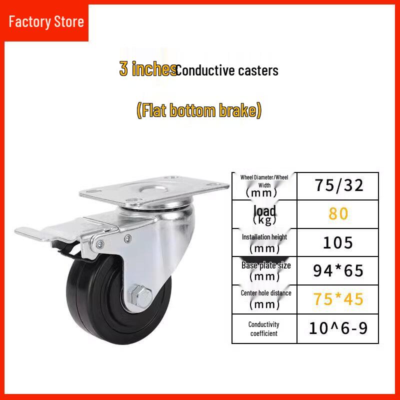 Anti-Static Turtle Industrial Flat Cart with Brake - Black