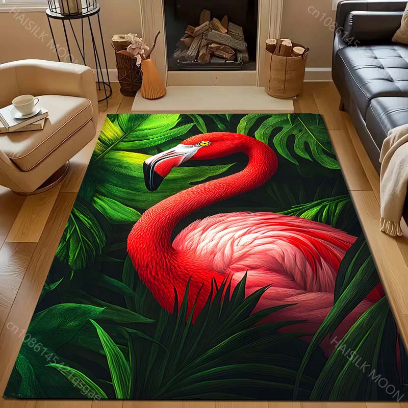 1PC Flamingo with tropical leaves Printed Carpet for Bedroom Living Room Bedside Sofa Floor Mat Modern Home Decor Area Rug