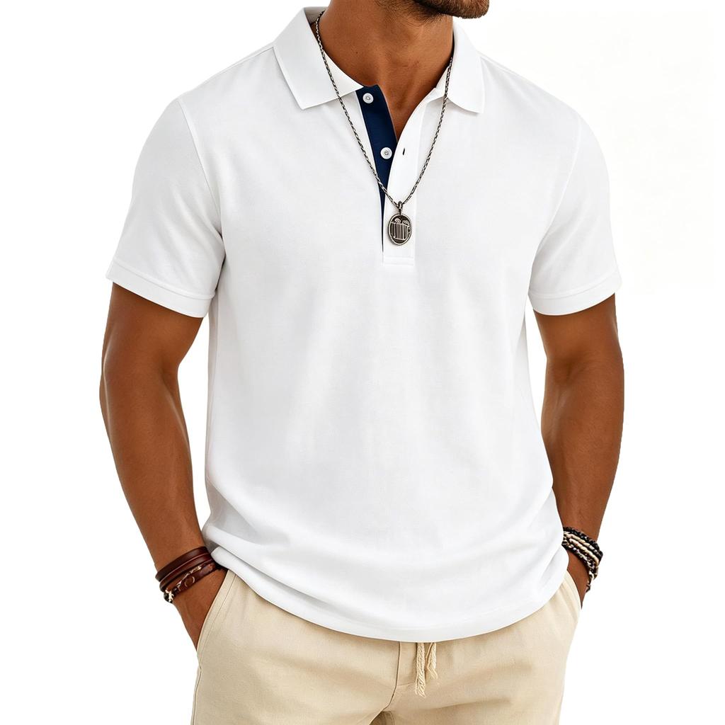 Men's Short Sleeve Polo Shirt Breathable Golf Shirt Casual Vacation Beach Shirt Business Shirt with Airflow Ventilation Design