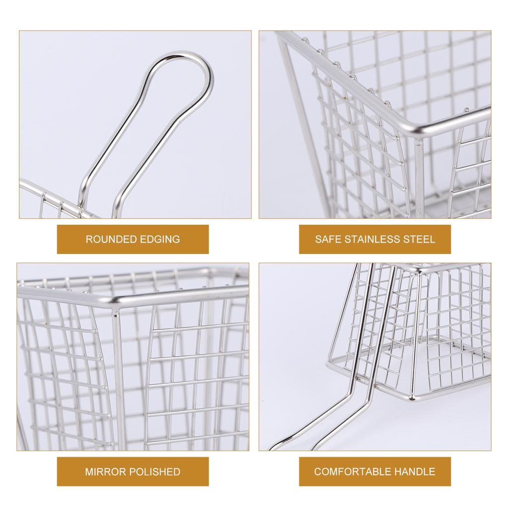 Stainless Steel Snack Basket Shrimp Fry Kitchen Baskets Pasta Boil Deep Frying Food Mesh Colander Reusable Practical Long Handle