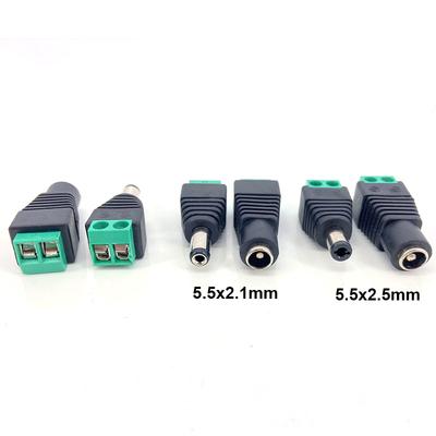 Lot de 5 connecteurs d'alimentation CC femelles et mâles de 5,5 mm x 2,1 mm, 5,5 x 2,5 mm, pour bande LED 5050/3528, caméra de vidéosurveillance