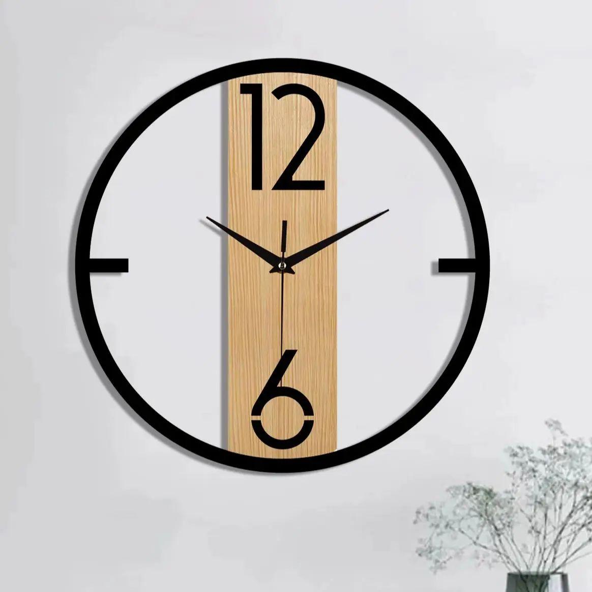 

Circular creative frameless clock for home and office decoration, silent living room, coffee shop, bedroom decoration (Khaki,12 inch) хаки