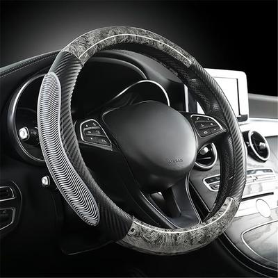 AUSTYLCO Steering Wheel Light Car Steering Wheel Steering Wood Carbon Grip Stain Interior O Gray Cover, Cover, Cover, Grain, Fiber, Stylish, Feeling,