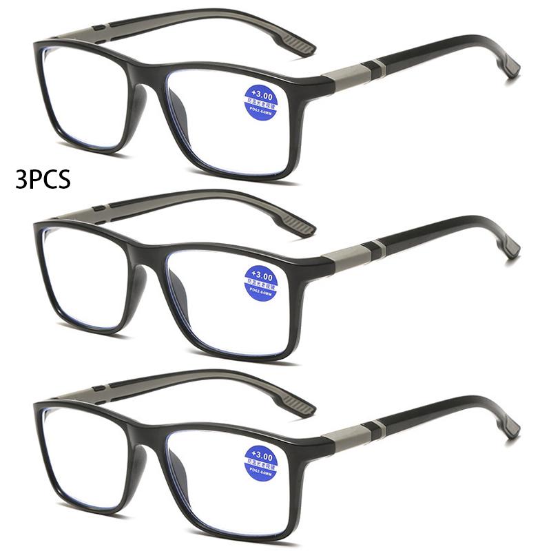 3PCS Reading Glasses Men Women Sports Anti-blue Light Reading Eyewear Red TR90 Frame Presbyopia Eyeglasses +100 To+400 Glasses
