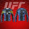 UFC x Crypto 2026 قميص ضغط رسمي بأكمام طويلة للرجال MMA تدريب صالة رياضية تمرين قميص رياضي تصميم أزرق أسود