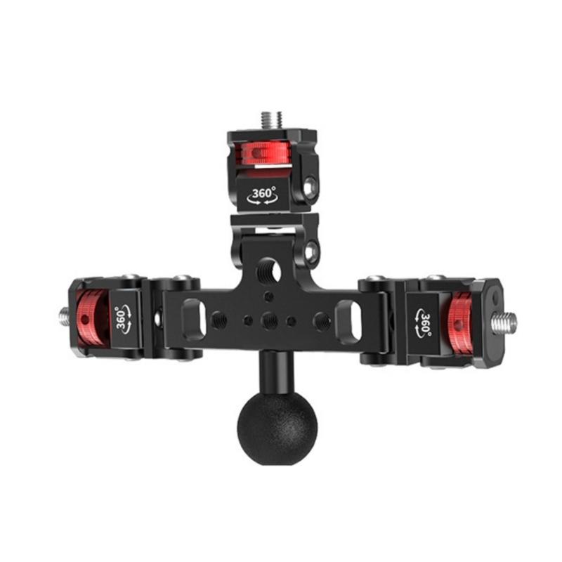 Triple Phone Holder Tripod Mount Adapter 360 Degree Head Live Streaming Tool for Camera Light Microphone Phone