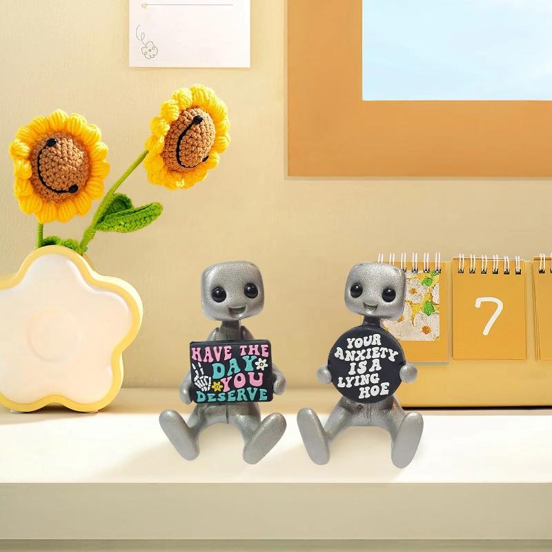 A Type Your Anxiety Is A Lying Hoe Robot Schattig Klein Figuur Mentale Gezondheid Hars Bureau Ornamenten Kinderspeelgoed Cadeaus Robot Figuur