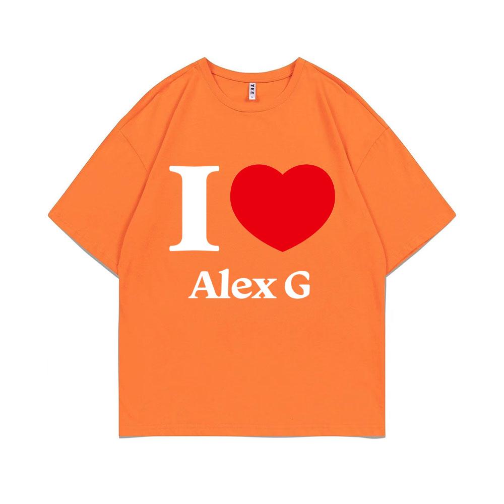 I Love Alex G Graphic Print T-shirt Men Women Fashion Casual T Shirts Male Vintage Oversized Streetwear Unisex Pure Cotton Tees