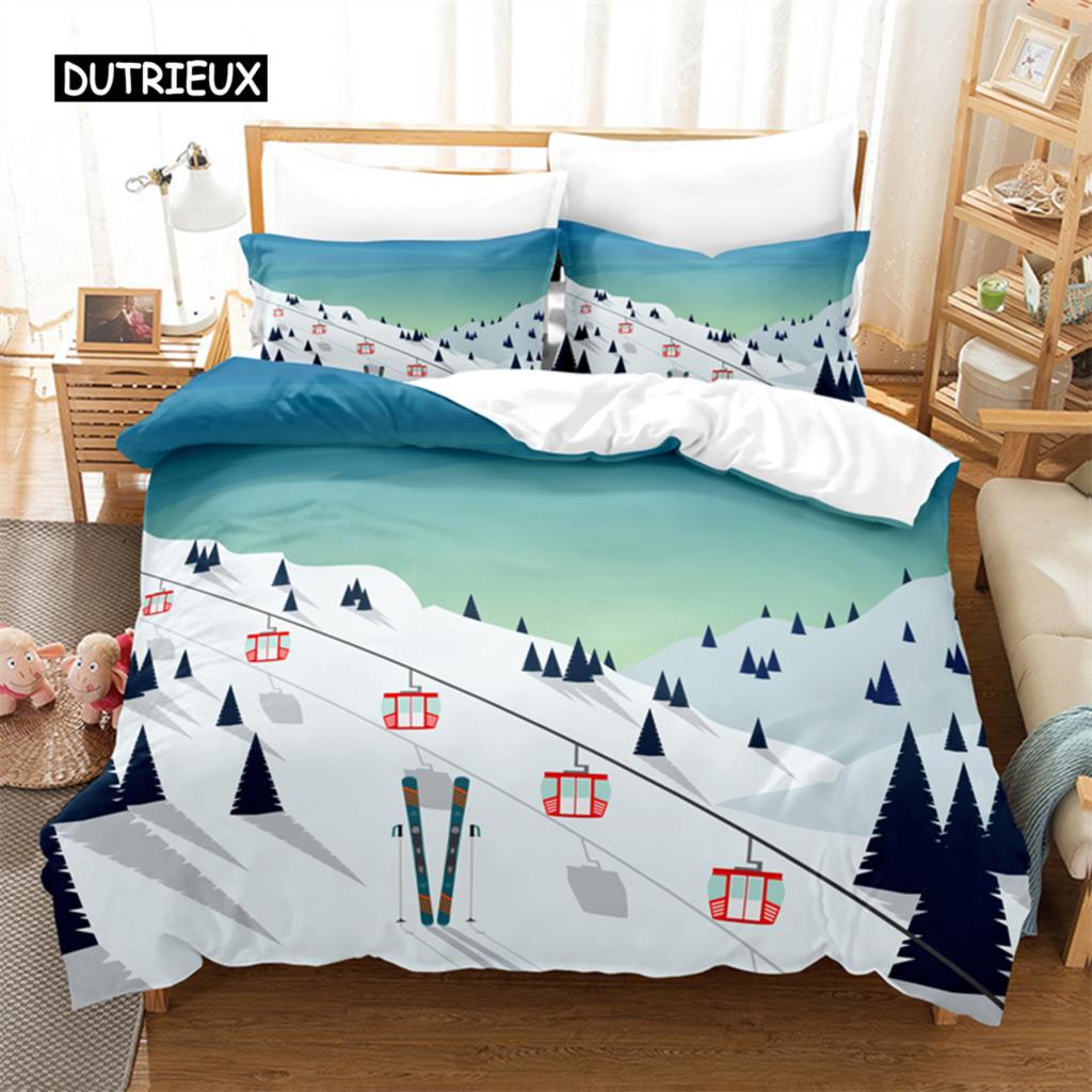 Ski Sengetøy Sett Dynetrekk Sett 3d Sengetøy Digitaltrykk Sengetøy Queen Size Sengetøy Sett Motedesign