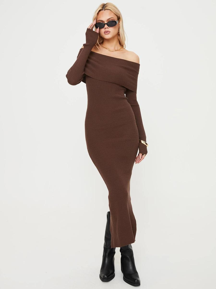 Autumn New Style One-Shoulder Fashion Slim Fit Temperament Lady Sexy Bodycon Dress for Women S