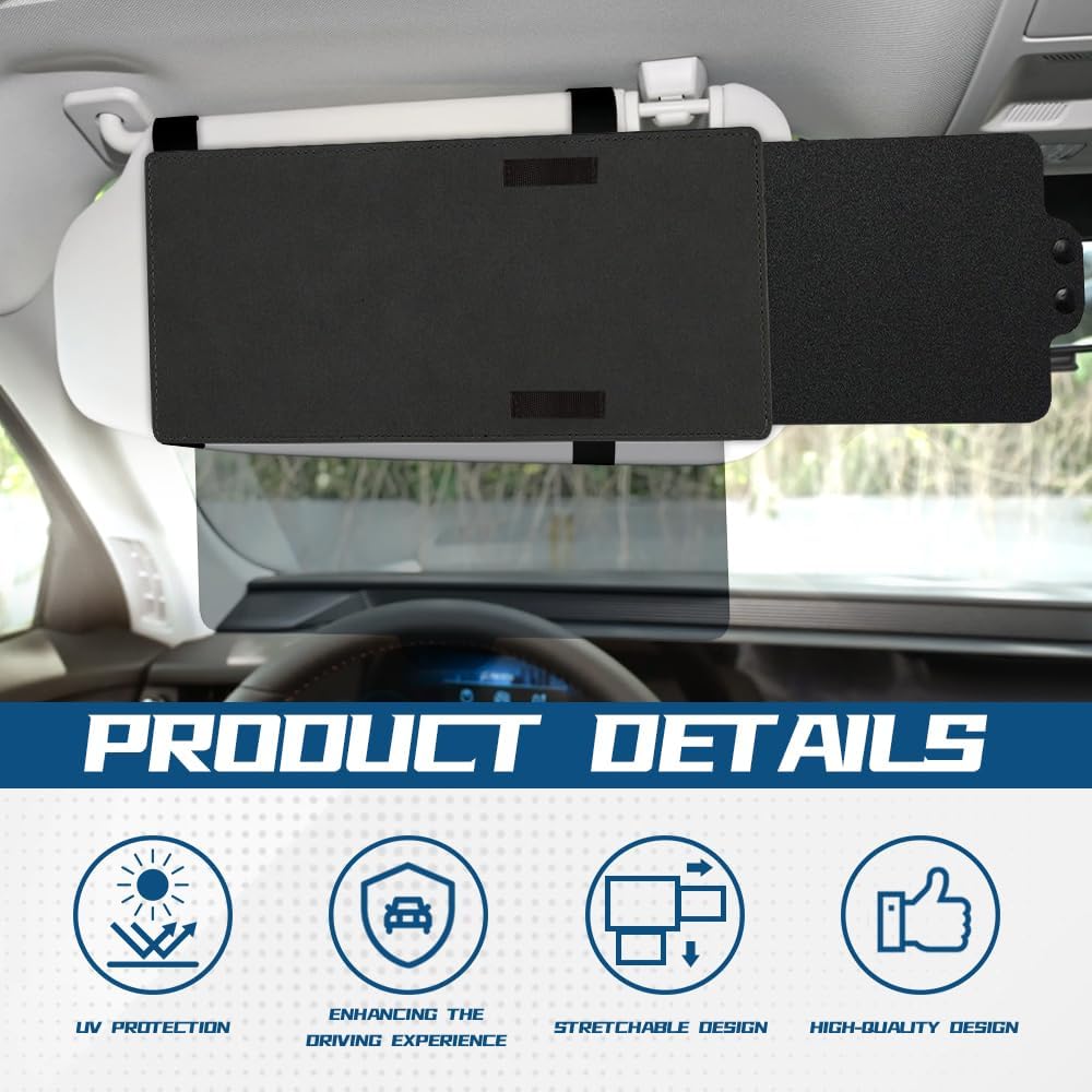 Sun Visor Extender For Car, Polarized Car Visor Extender With Polycarbonate Lens And Side Sunshade, Car Visor Protect From Glare, UV Rays, Snow