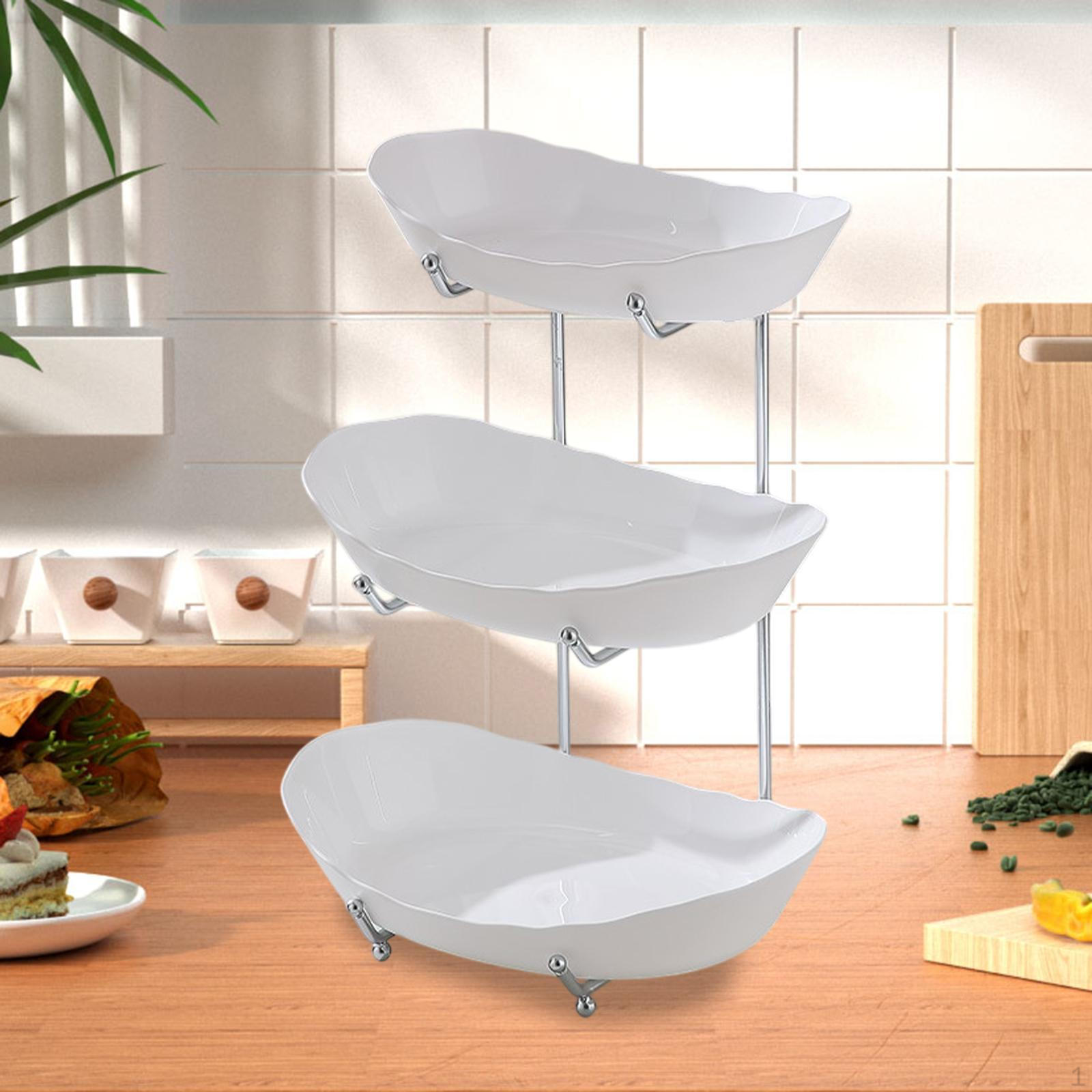 

Многослойная фруктовая чаша для кухонного стола, поднос для торта, стильный многоцелевой съемный сервировочный набор Three Layers Silver