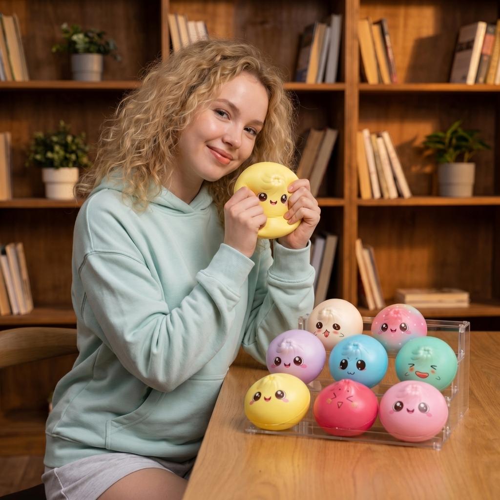 Stress Relief Ball Set with Assorted Cute Expressions Soft Squeezing Toy for Hand Exercise and Sensory Relaxation Random Styles