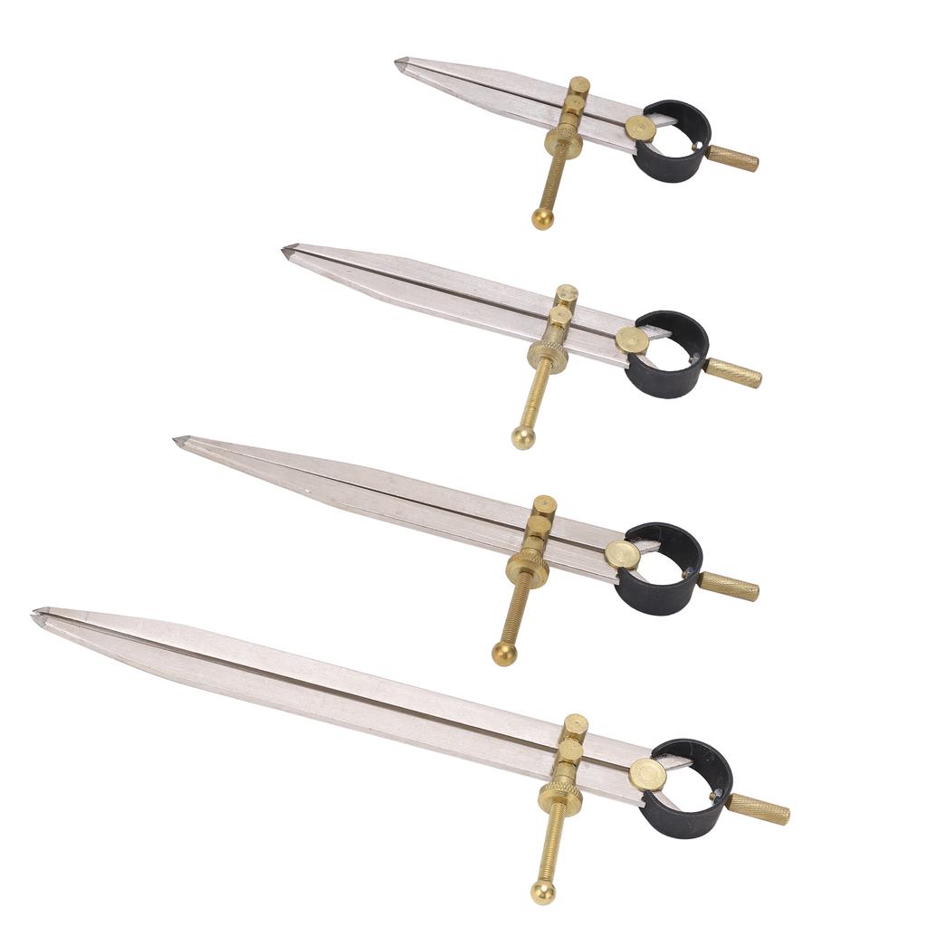 Compas à pointe sèche Haute Précision Résistant à la Rouille Or Réglable Verrouillable Jauge de Division en Cuir pour Lea