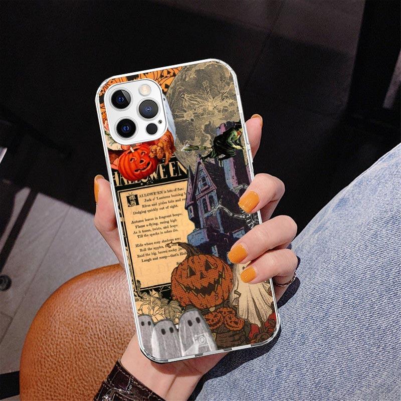 

October Fall Halloween Spooky Pumpkin Phone Case For iPhone 17 Air 16 Pro Max 16E 15 + 14 Plus 11 12 13 Mini 7 8 SE Gift Print C iPhone 15