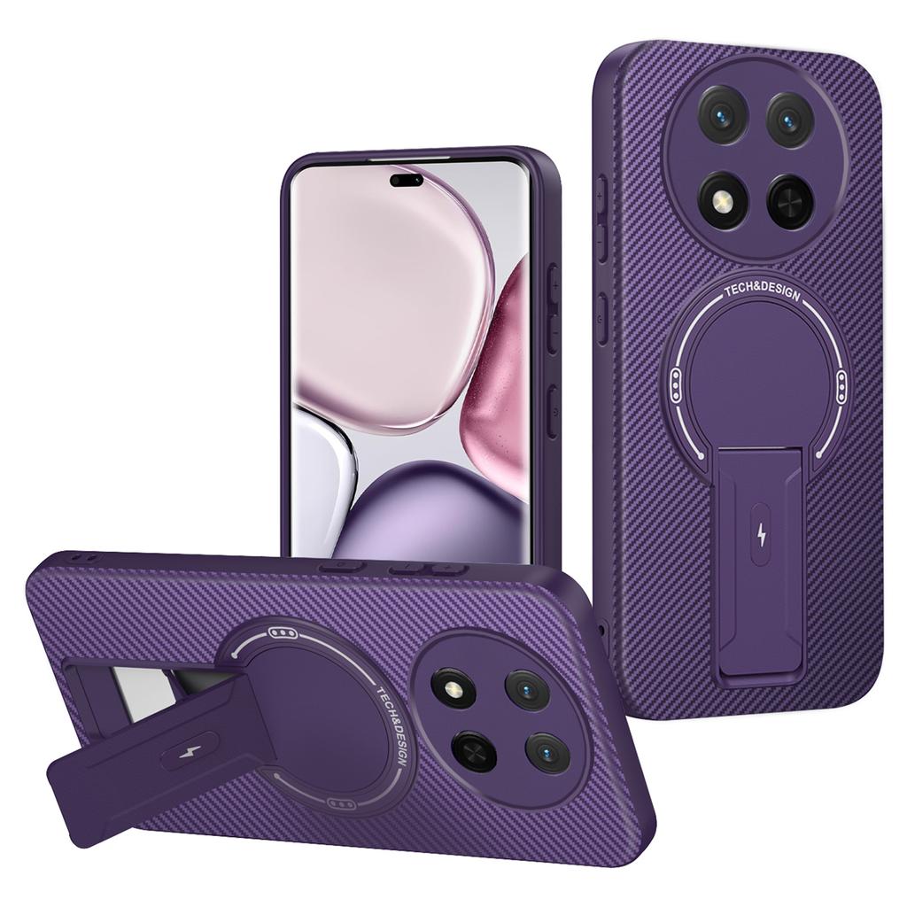 Phone Case For Honor X9c 5G/X60 Pro 5G/Magic7 Lite 5G Carbon Fiber Texture PC+TPU Cover with Kickstand
