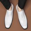 Business men's leather shoes Comfortable and minimalist style Work office and leisure party Black and white Flat shoes luxury