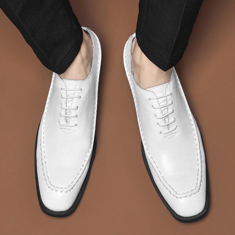 Business men's leather shoes Comfortable and minimalist style Work office and leisure party Black and white Flat shoes luxury