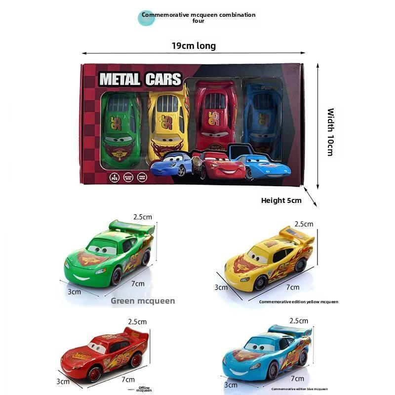 Cars Lightning Mcqueen Alloy Toy Car Set For Childrens Cartoon Gift Fun Box