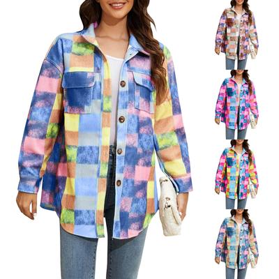 Women's  And Winter Color Blocked Casual Fashion Lapel Long Sleeved Jacket