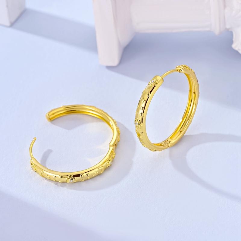 New 925 Silver Earrings Golden Beans Leaf Feather Luminous Elf Hoop Earring For Women Making Jewelry Gift