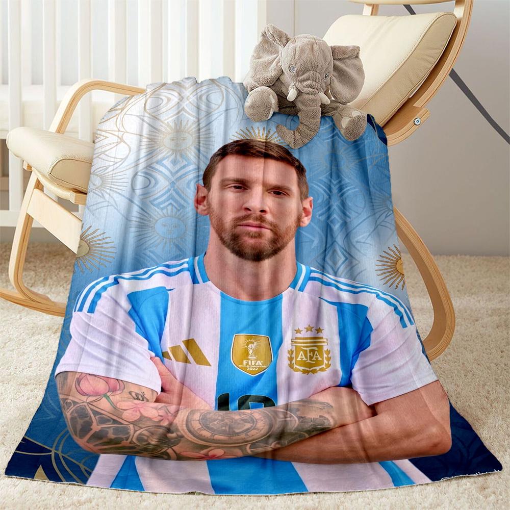 Messi 496 Blanket Ultra-Soft Suitable for Bed Picnics Office Chair All-Season Use Playful Design Gift for Travel Home Birthdays