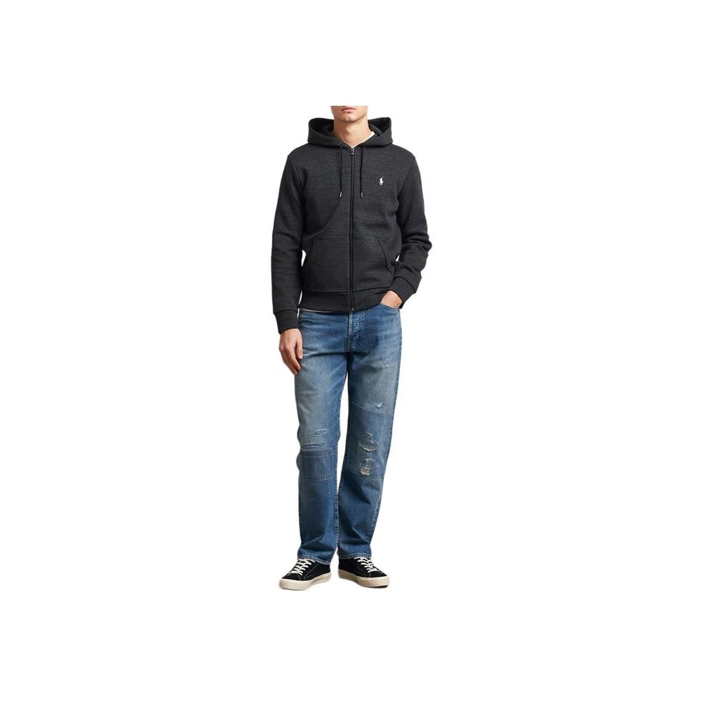 Polo Ralph Lauren Logo Hooded Zip-Up Long Sleeve Jacket Men Jackets Black 710881517-052