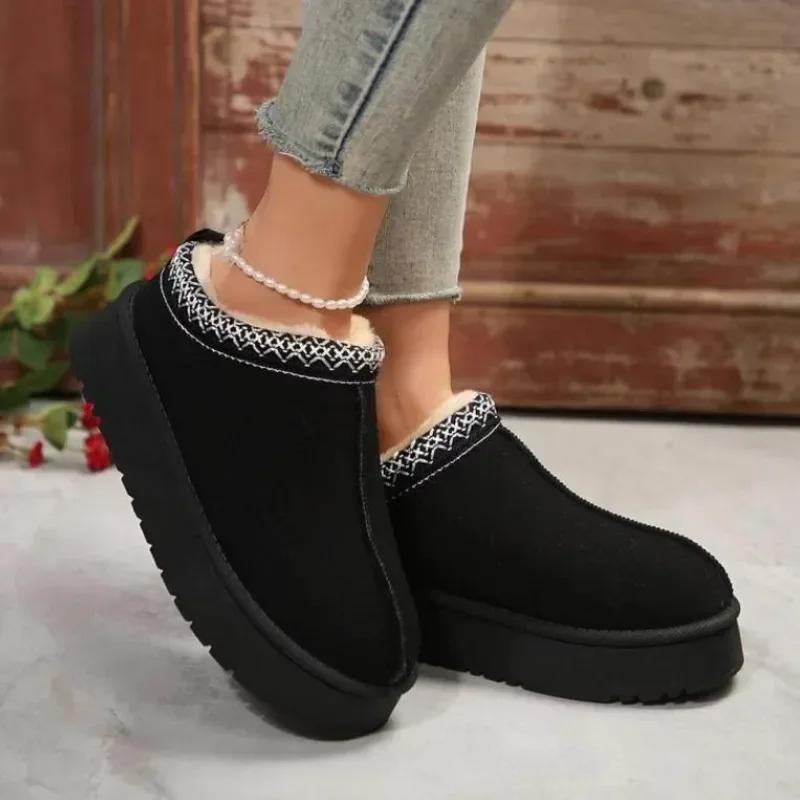 Chelsea Ankle Snow Boots Women Winter Brand Fur Short Plush Warm Flats Slippers Platform Shoes Flip Flops Botas Cotton Shoes
