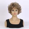 European and American Style Women's Fashion Daily Use Natural Looking Short Curly Wig with Bangs Synthetic Fiber Brown Wig