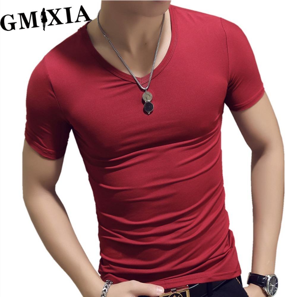 GMXIA Men's fashion casual solid color print Tops & T-shirts Shirt