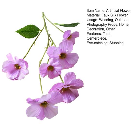 Artificial Butterfly Orchid Flower 6 Heads Blooms Faux Silk Flower Branch with Stem for Wedding Home Office Party Hotel Decoration