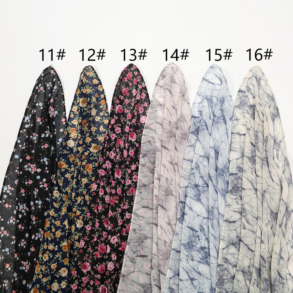 145*145CM Écharpe Carrée Florale Imprimée Chiffon Hijabs Écharpes Pour Femmes Châles Musulmans Foulard Enveloppant Bandeau Bufandas