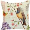Village Style Rural Flower And Bird Sofa Pillow Cover Linen Spring Cushion Cover Car Waist Backrest Cover