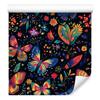 Wallpaper Colorful Butterflies Black and Navy Blue for Living Room and Bedroom 50x1000