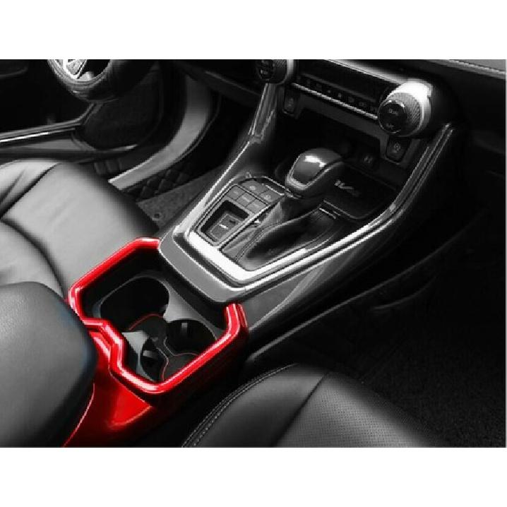 For - Toyota RAV4 ABS Red Interior Car Water Cup Holder Frame Cover Trim