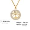 Tree of Life Clear Zircon Round Pendant Necklace Women Stainless Steel Gold Color Neck Chains Luxury Jewelry Wedding Gift