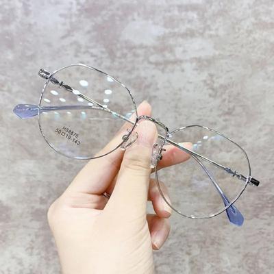 Moda coreeană ochelari rotunzi anti lumină albastră, cadru metalic ultra-ușor, oboseală furnică, femei, epocă, protecție ochilor, ochelari simpli