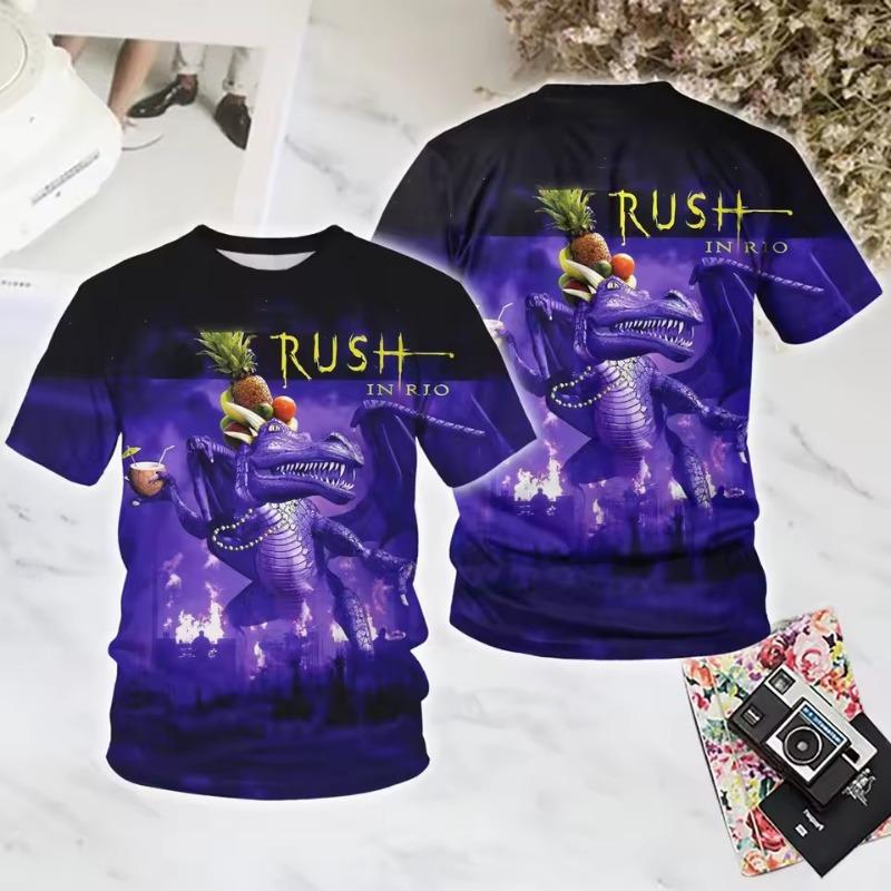 Popular Rock Rush 3D Print T-shirts Summer New Men Women Hip Hop Trend Short Sleeve TShirt Street Loose Casual Oversized Y2k Top