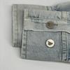 The Attico 25Stainless Steel 250WCB00068 Diana Washed Blue Cotton Metal Button Logo Embroidered Asymmetrical Denim Shirt Jacket Tops Blue 36Used