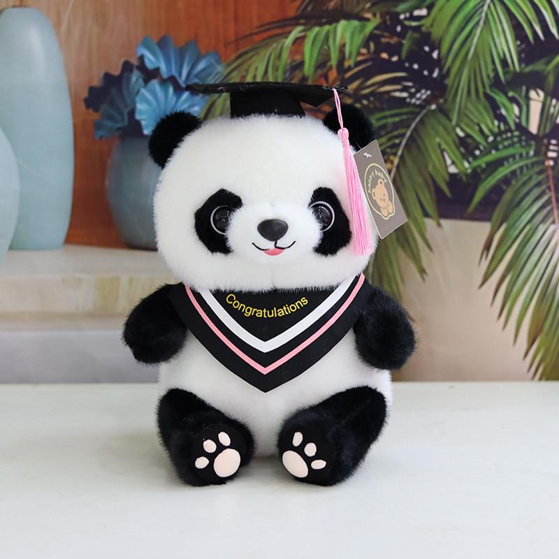 Charming Graduation Panda Plush Toy Adorable Stuffed Animal With Customizable Logo