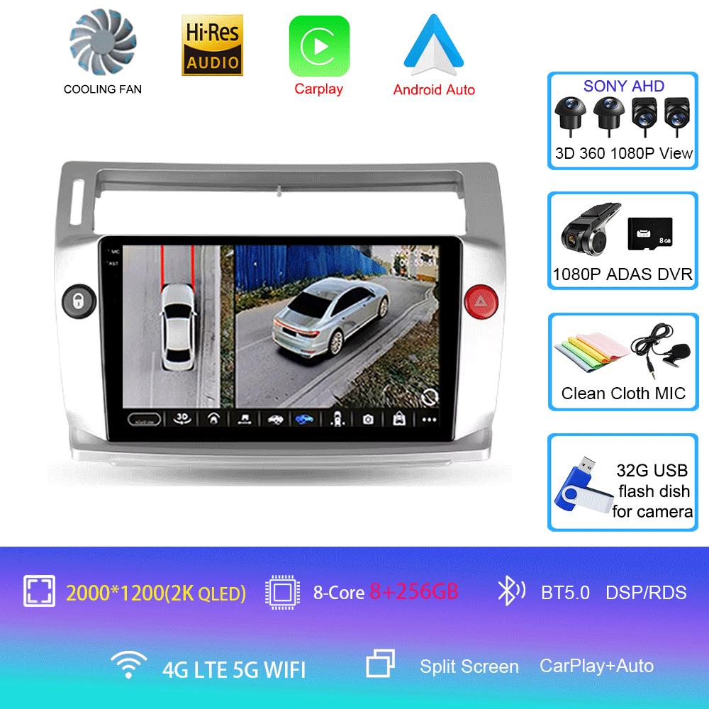 Car Radio Android 14 Carplay For Citroen C4 C-Triomphe Quatre 2004-2014 Multimedia Video 2Din DVD Stereo Speaker Audio Head Unit