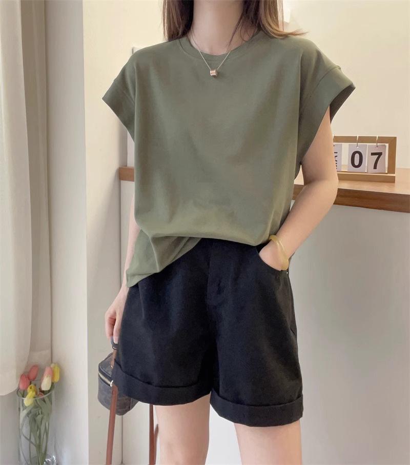 Retro Slimming Sleeveless Women's Summer T-Shirt - Anti-Exposure, Versatile, Figure-Flattering